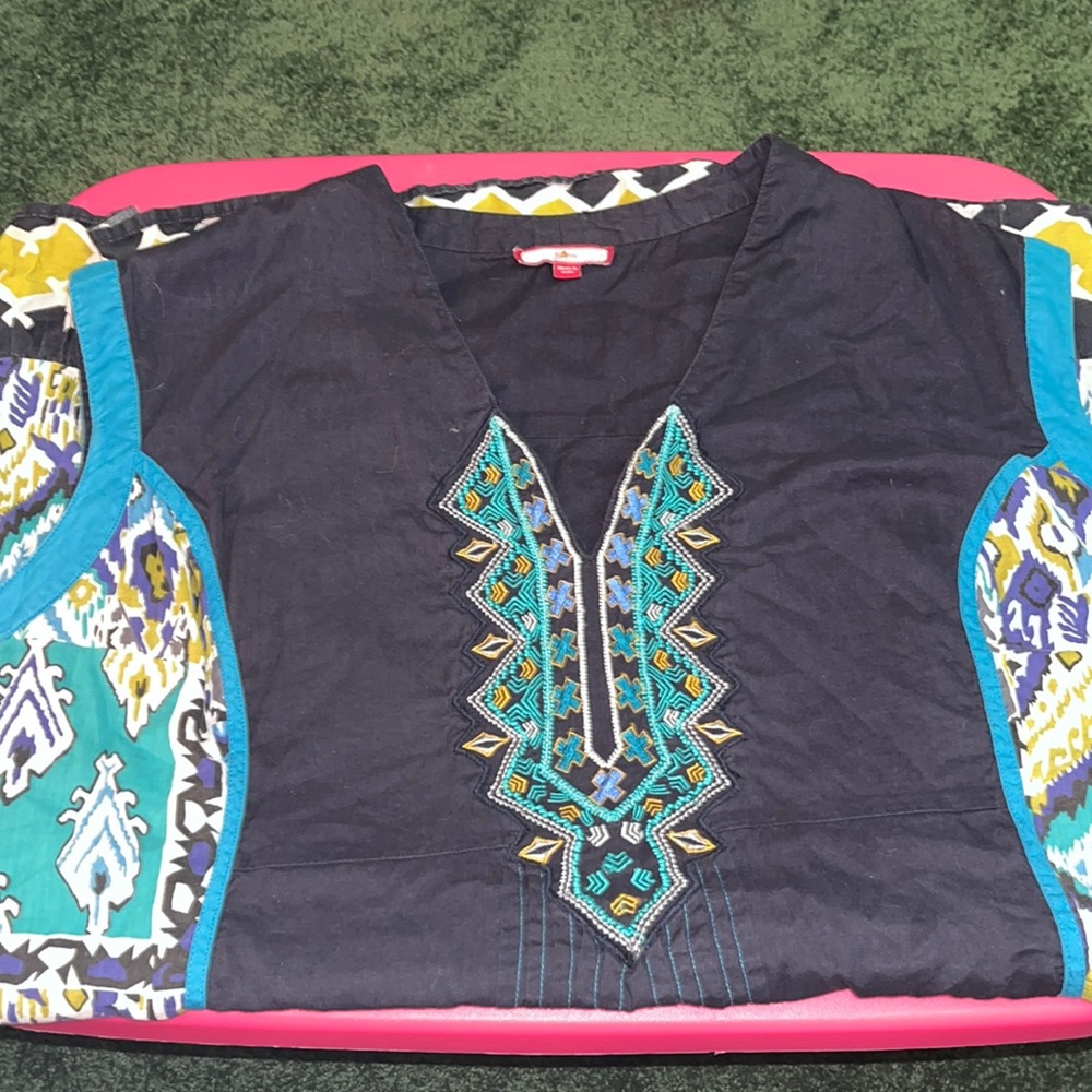 Joe Brown Blue Embroidered Vest Top 3x